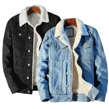 Модная ковбойская верхняя одежда, черные, синие Зимние джинсовые куртки, мужские теплые джинсовые пальто S-4XL