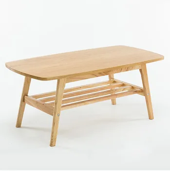 Европейский современный простой чайный столик Для небольшой семейной гостиной из массива дерева, Двухэтажный Обеденный журнальный столик для чая