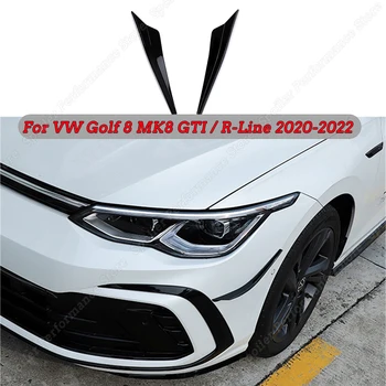 Для VW Golf 8 MK8 GTI/R-Line Аксессуары 2020 2021 2022 Передний бампер автомобиля Боковые накладки на бампер, спойлер, отделка ABS, черный глянец