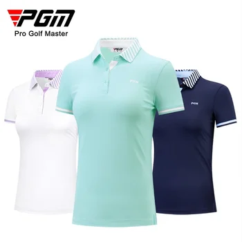 Летняя женская футболка для гольфа PGM, женские рубашки, спортивная тонкая одежда, Быстросохнущая дышащая одежда для гольфа и тенниса YF468