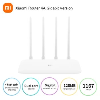 Новый Xiaomi Mi Router 4A Гигабитная Версия 2,4 ГГц 5 ГГц WiFi 1167 Мбит/с WiFi Ретранслятор 128 МБ DDR3 С Высоким Коэффициентом Усиления 4 Антенны Сетевой Расширитель