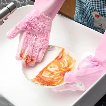 1 пара многофункциональных перчаток для уборки, волшебная силиконовая щетка для мытья посуды, губка для бытовой химии, перчатки для купания домашних животных.