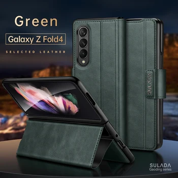 Роскошный кожаный чехол для телефона Samsung Galaxy Z с магнитным позиционированием, чехол 4 3 2, Противоударная подставка для защиты всего экрана