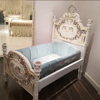 Итальянская роскошная французская кроватка из массива дерева спальня на вилле для большой семьи Европейская детская кровать на заказ