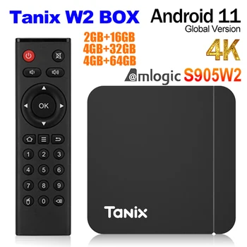Tanix W2 Android 11 TV box Amlogic S905W2 2 ГБ 16 ГБ 2,4 Г/5 Г Двойной Wifi BT медиаплеер телеприставка VS Tanix X4 Box