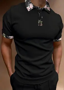 Летняя мужская футболка 2023, Деловая Повседневная рубашка поло с коротким рукавом, Дышащая однотонная рубашка поло с лацканами, мужская одежда 3-XL