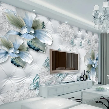 3D обои Blue Flower Butterfly Soft Pack, фрески, современная простая гостиная, спальня, Домашний декор, Настенная живопись Papel De Parede