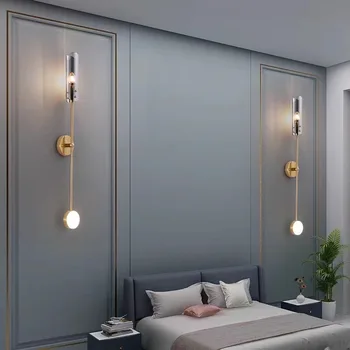 Скандинавский дизайн Роскошные золотые настенные светильники с двойной головкой для декора гостиной, прикроватной тумбочки для спальни, настенных светильников для лестниц и коридоров