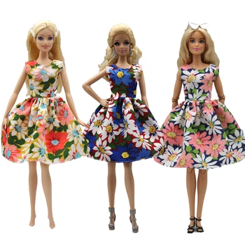 одежда для куклы 30 см, платье с цветочным принтом, аксессуары для повседневной носки, одежда для куклы Curvy Barbies