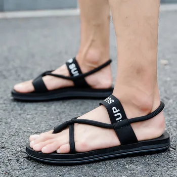 Летние мужские сандалии с эластичной резинкой, модная нескользящая пара, пляжная обувь, Трендовые уличные Удобные легкие мужские повседневные сандалии