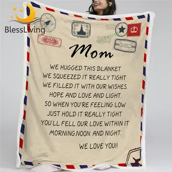 Одеяло с надписью BlessLiving, 3D Принт, Семейное Одеяло Love Sherpa Для дочери, сына, мамы, Мягкие Плюшевые Покрывала, Подарочное Тонкое Одеяло