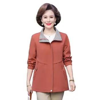 Весеннее тонкое пальто в западном стиле для женщин среднего возраста, Модное женское свободное тонкое пальто большого размера, весенне-осеннее женское пальто