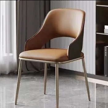 Современный обеденный Кожаный обеденный стул, Расслабляющий минималистичный стул, Деревянный табурет, Обеденный стол, стул, набор кухонной мебели