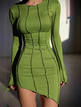 Сексуальная короткая юбка с круглым вырезом и высокой талией, облегающая бедра, юбка с запахом, Весеннее женское платье 2023, Модное нерегулярное