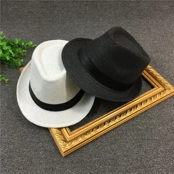 Новая женская летняя черная джазовая соломенная шляпа с плоским козырьком, соломенная вязаная шляпа от солнца, модная пляжная шляпа, мужская шляпа
