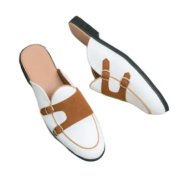 Парусиновая Кожаная обувь, Мужские повседневные лоферы Muller от роскошного бренда ручной работы, Мужские слипоны на плоской подошве, модельные туфли для вождения, полуботинки 38-47