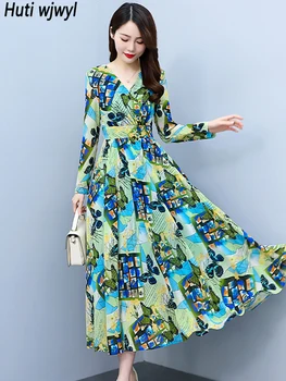 Весенне-осеннее повседневное пляжное платье в стиле Бохо с длинным рукавом, Элегантное женское платье для вечеринки 2023, Винтажный облегающий шикарный Макси-халат для выпускного вечера.