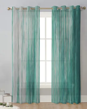 Современная Попсовая абстрактная ретро Зеленая занавеска Тюлевые занавески для гостиной, Кухонные шторы для обработки окон, Вуалевые занавески