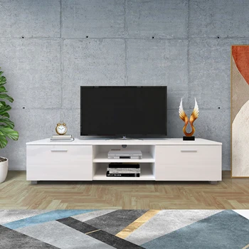 Белая подставка для телевизора с диагональю 70 дюймов, телевизионный шкаф, медиа-консоль, Развлекательный центр, Телевизионный стол, 2 шкафа для хранения с открытыми полками