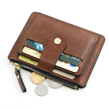 Маленький модный держатель для кредитной ID-карты, тонкий кожаный кошелек с карманом для монет, мужская сумка для денег, мужской мини-женский деловой кошелек