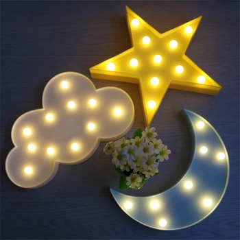 Прекрасное облако, Звезда, Луна, светодиодный 3D-светильник, ночник, детская подарочная игрушка для маленьких детей, украшение туалетной лампы в спальне, внутреннее освещение