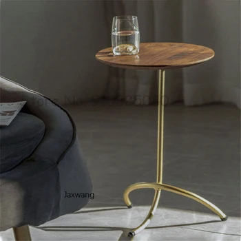 Стол в скандинавском стиле для гостиной, диван из массива дерева, приставной столик, современный Простой Круглый чайный столик, диван для гостиной в семье, журнальный столик в углу