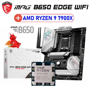 Процессор AMD Ryzen 9 7900X Комбинированный С AMD B650 MSI MPG B650 EDGE WIFI Материнская плата С Разъемом AM5 + Kingston RAM DDR5 6000 МГц 32 ГБ Костюм НОВЫЙ