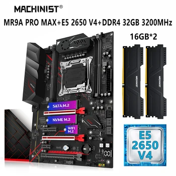 Комбинированный комплект материнской платы MACHINIST X99 LGA 2011-3 Xeon E5 2650 V4 Процессор CPU DDR4 32 ГБ Оперативной памяти 3200 МГц NVME M.2 Четырехканальный