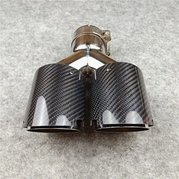 1 шт. Двойная модель Y для наконечника глушителя выхлопной трубы Akrapovic, углеродное волокно, нержавеющая сталь, глянцевая черная насадка выхлопной трубы