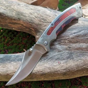 Складной охотничий нож высокой твердости, карманные ножи с деревянной ручкой для кемпинга, выживания и самообороны, тактический уличный нож