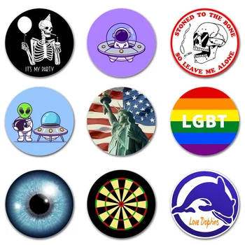 Значок с программируемой кнопкой из жести, ЛГБТ, США, Свобода, Череп животного, Брошь-инопланетянин, одежда, воротник, булавка на лацкане, модные украшения, подарок для детей