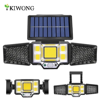 Экологичный Многофункциональный солнечный светильник с 4 режимами работы COB Суперяркая солнечная лампа для садовой стены USB или солнечной зарядки