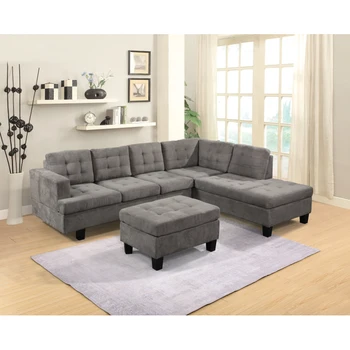 Современный секционный диван 104,7 “Диван-тахта с диванами-оттоманками Наборы мебели для гостиной Реверсивный угловой диван для небольшого пространства