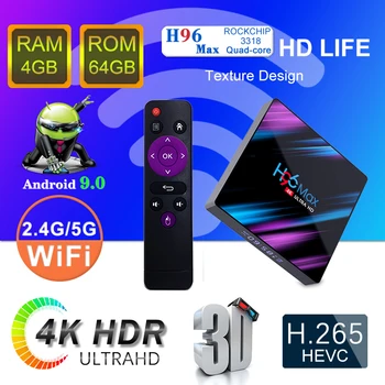 H96 MAX Smart TV Box Android 10 4K Google Voice Control 4G 64GB 32G Assista Wifi BT медиаплеер H96MAX RK3318 телеприставка 16GB
