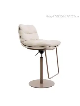 Итальянское минималистичное Кожаное барное кресло Family Nordic Light, Роскошное Железное Дизайнерское Кожаное кресло с подъемной спинкой, Высокий стул-табурет