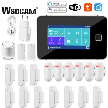 WSDCAM Tuya WiFi GSM Домашняя Охранная Система Smart Alarm System Охранный комплект Датчик Движения Пульт Дистанционного Управления Для Alexa Google