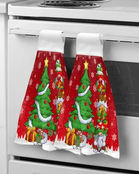 Рождественский гном со снежинками на рукавах, полотенце для рук в ванной, Кухонные Впитывающие полотенца для рук, Обычное подвесное полотенце для протирки, Мягкая ткань для рук