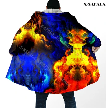Красочный Геометрический 3D Принт Высококачественное Повседневное Теплое Пальто, Кашемировый Мужской Плащ с капюшоном, Флисовая толстовка с капюшоном, Одеяло Duffle 4