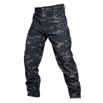 Тактические флисовые брюки с мягкой оболочкой, мужские военные уличные ветрозащитные водонепроницаемые камуфляжные брюки, брюки для скалолазания, рыбалки, охоты