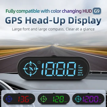 Автоматический HUD G9 Система помощи при безопасном вождении Головной дисплей Автомобильный спидометр Сигнализация светодиодный дисплей Точное направление GPS Подходит для всех автомобилей