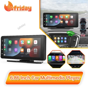 Портативный 6,86-дюймовый автомобильный мультимедийный плеер Carplay Android Auto Monitor GPS-навигация, сенсорный экран, Автомобильное радио, Приборная панель DVR