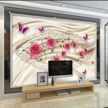 обои wellyu на заказ papel de parede 3d, трехмерный роскошный европейский цветок, мраморный фон для телевизора, стена behang