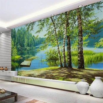 beibehang фотообои фон обои спальня papel de parede Картина маслом дерево лесной пейзаж обои для стен 3 d