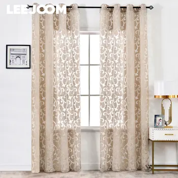 Жаккардовая занавеска LEEJOOM с цветочным оформлением окон для гостиной, украшение дома, легкая роскошная верхняя занавеска с люверсами 1ШТ