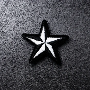 Размер звезды: 3,6x3,6 см Нашивки, аппликация для глажки, швейные принадлежности, декоративные значки для одежды, черный, белый цвет