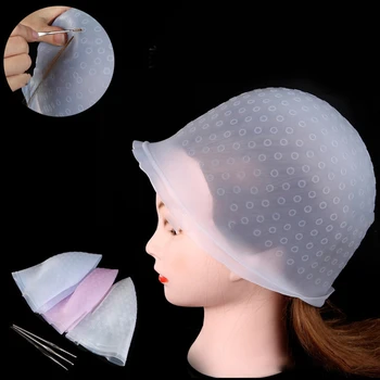 Силиконовая шапочка для мелирования волос с иглой Многоразовая Шапочка для окрашивания волос, Шляпа для краски для волос, Инструменты для укладки волос, аксессуары для парикмахера