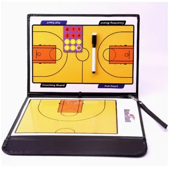 Тактическая доска для руководства баскетболом, магнитная кожаная тактическая доска, складная обучающая доска, удобный магнитный стилус.