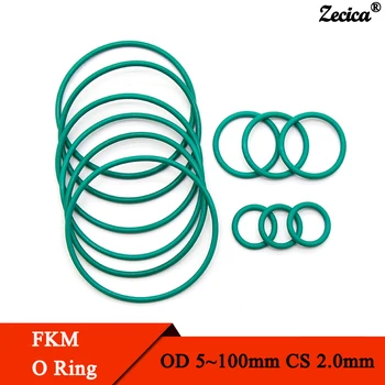 10/50шт Уплотнительное кольцо FKM CS 2 мм OD 5 ~ 100 мм Уплотнительная прокладка Изоляция Маслостойкое высокотемпературное уплотнительное кольцо из фторкаучука
