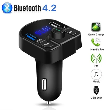 Bluetooth Автомобильный Комплект Fm-Передатчик Usb Aux Модулятор Громкой Связи Автомобильный Аудио Mp3-Плеер 3.1A Быстрая Зарядка Двойной Usb Адаптер Автомобильного Зарядного Устройства