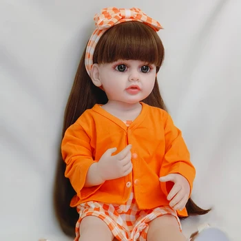55 см Кукла Bebe, Возрожденная Девочка-малыш, Мягкий силикон для всего тела, Красивая Кукла-Возрожденная Принцесса, Настоящие сенсорные игрушки, подарки